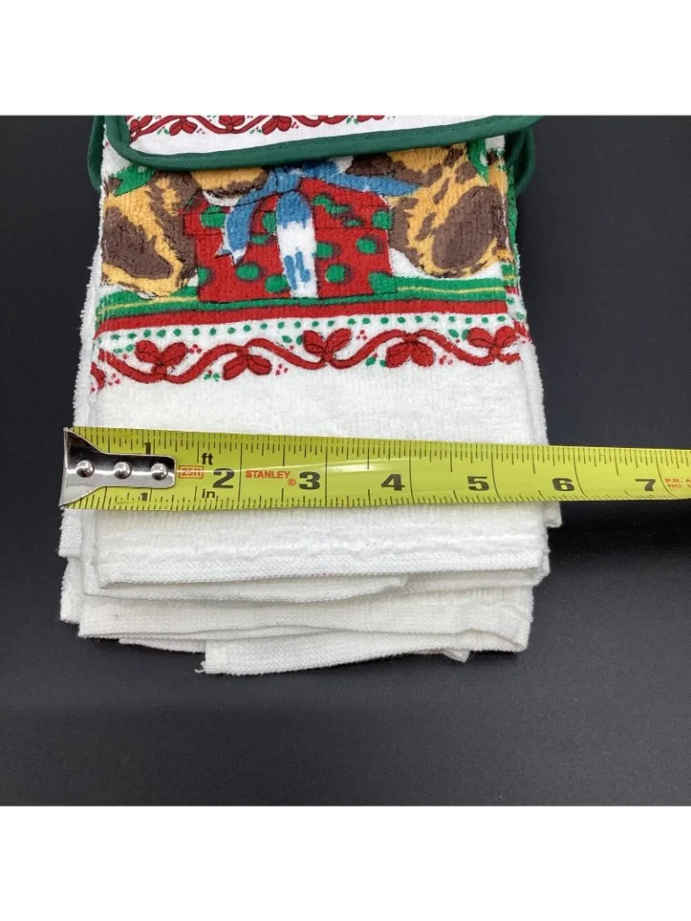 Vtg Set of 4 Holiday Christmas Sentiments Kitchen Towels & 3 Potholders 90s NWT!